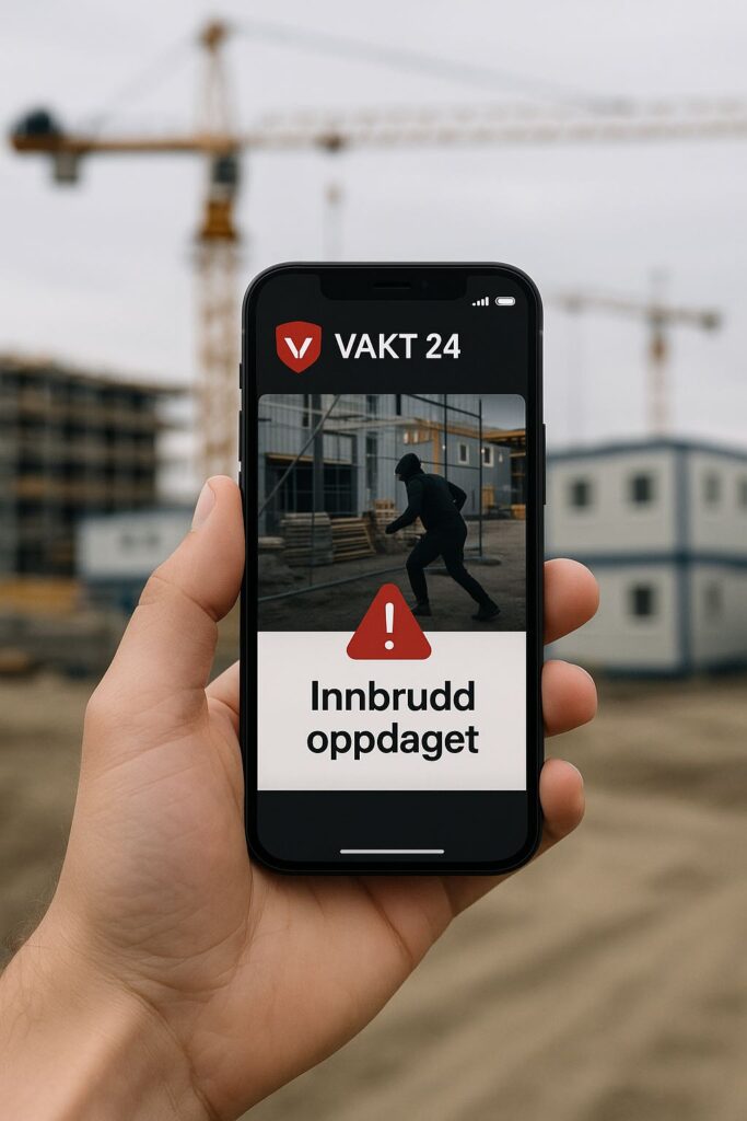 Norsk byggeplass med AI-kameraovervåkning og perimetersikring