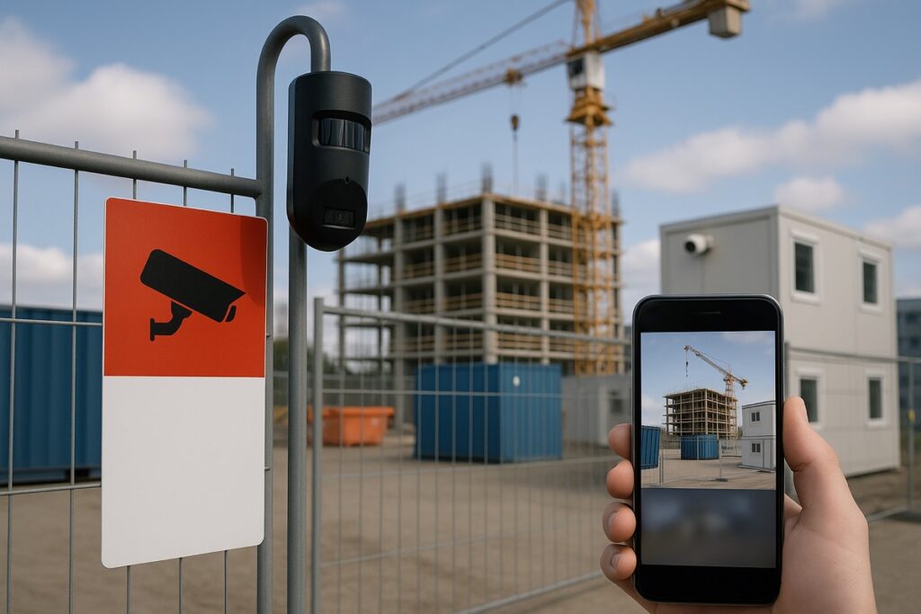 Maskiner verktøy og materialer på sikret byggeplass
